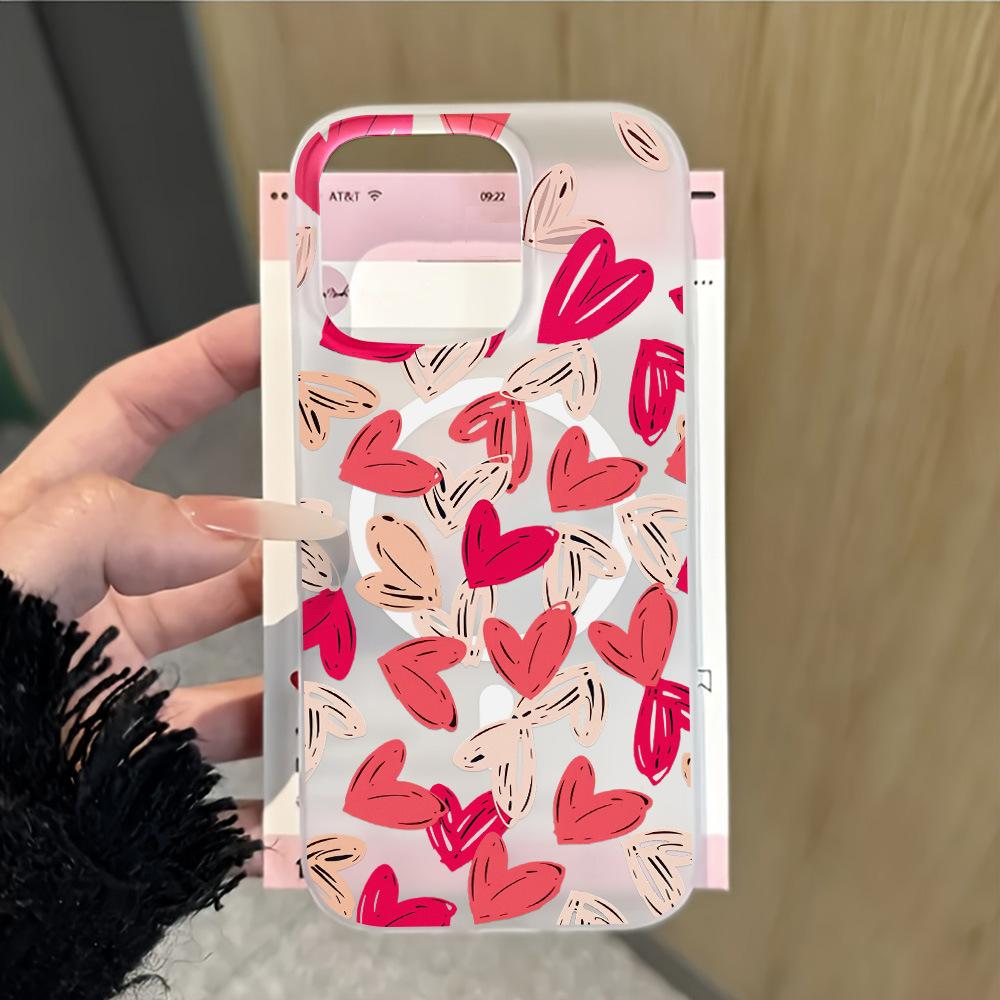 Ins Wind Graffiti Love Applies To Apple 17ProMax Matte Magnetic Mobile Phone Case iPhone16/15 Large Hole