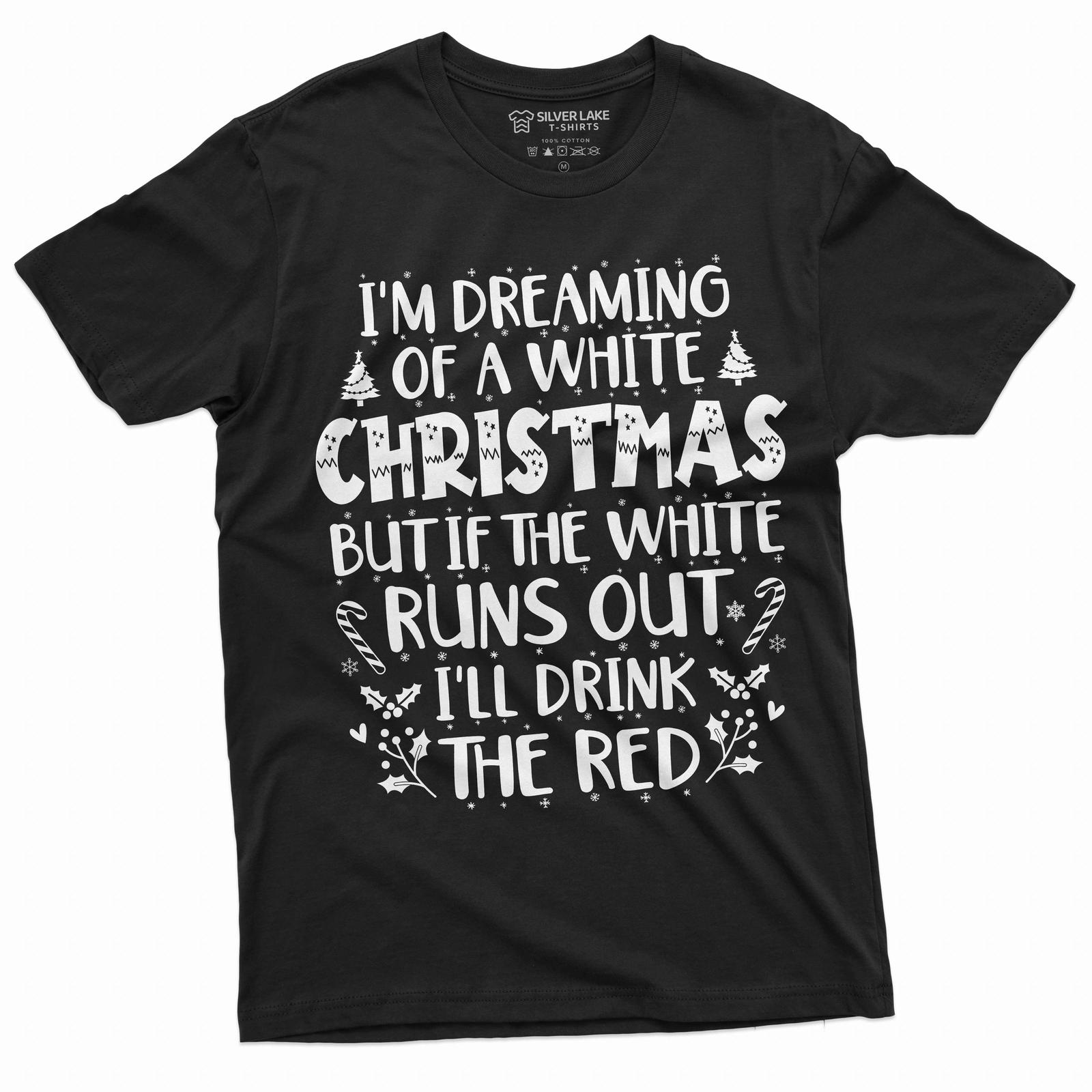 Funny Christmas Party drinking white red wine tee shirt White Christmas shirt 4XL