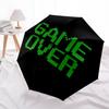 Game Over Pixel Art Design Automatic Opening Folding Umbrella with 8-Bone Iron Frame - Portable and Durable for Travelers, Fans, and Everyda