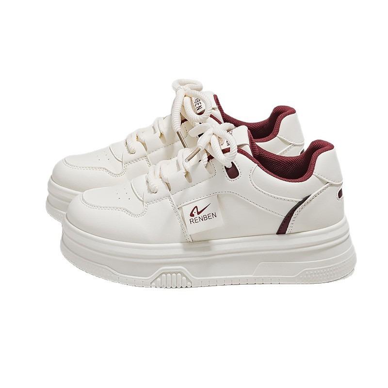 Women's shoes little white shoes women's new autumn breathable shoes casual versatile board shoes leather surface thick sole heightening shoes women