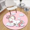 Magic Unicorn Pattern Round Area Rug – Dreamy Nursery Non-Slip Floor Mat for Girls Bedroom, Living Room, and Playroom Decor