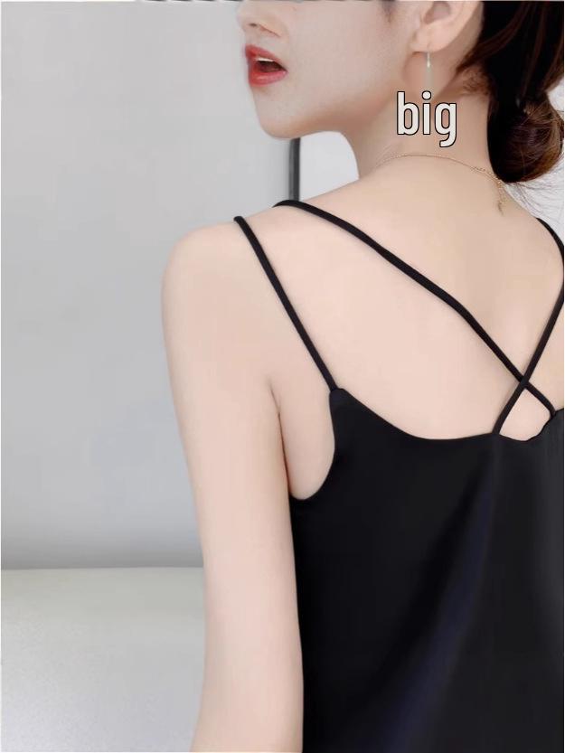 2025 Women's White Satin Camisole Tank Top: Elegant Back Design, Imitation Silk Summer Innerwear