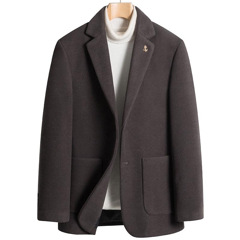 Autumn and Winter New Men's Woolen Suit Business Casual Single-breasted Two-button Suit Three-dimensional Patch Bag Woolen Jacket Suit