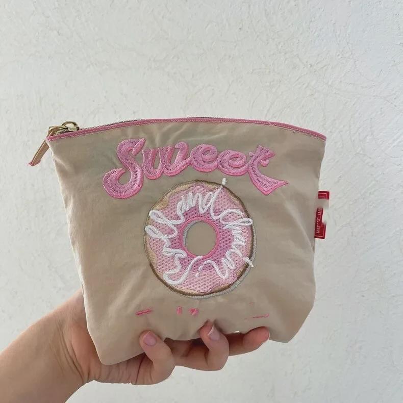 Eco-Friendly Japanese Style Waterproof Ladies' Cosmetic Bag with Cute Cartoon Embroidery