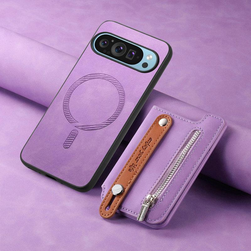 Magnetische abnehmbare 2-in-1 Leder-Kartenhülle für Google Pixel 10 9 Pro XL Pixel9 8 A 7A 8A 9A Pixel8 7 5G Reißverschlusstasche Rückabdeckung