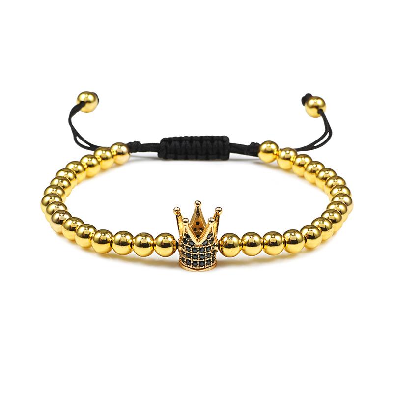 Charm Skull Head Copper Beads Bracelets Handmade Pave CZ Skeleton Crystal Adjustable Bracelet Punk Wrist Jewelry for Women Men