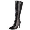 Snake Leather Women High Knee Boots Pointed Toe Thin Heel Zipper Cowboy Boots Winter Shoes Ladies Footwear Large Size 45 48
