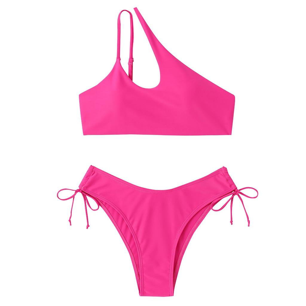 Women's Split One-Shoulder Hollow Out Sexy Bikini Fashion With Chest Pad No Steel Bra Swimsuit