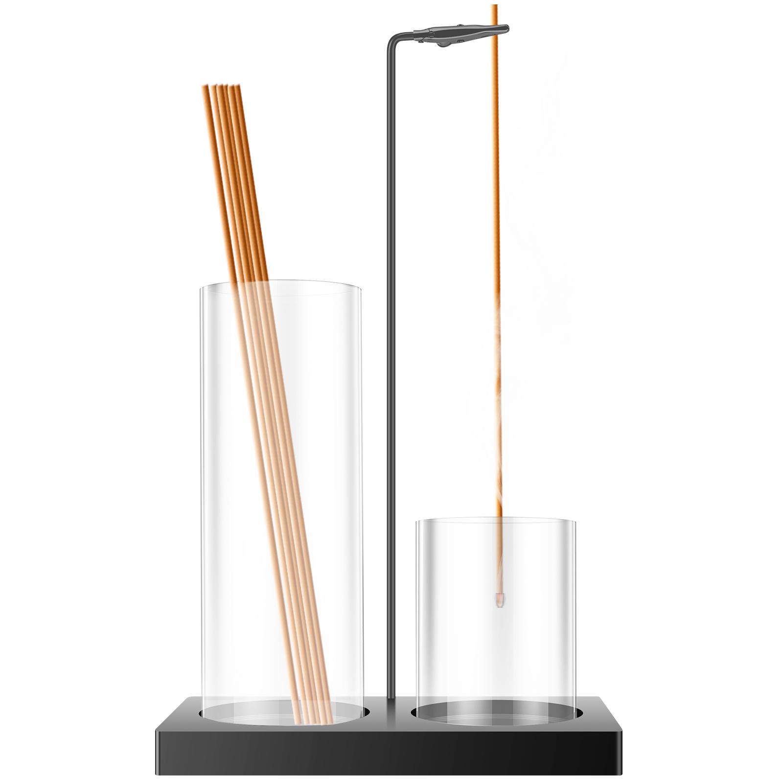 

2 in 1 Incense Holder Double Cup Glass Incense Holders with Removable Glass Ash Catcher Upside Down Incense Burner for Yoga Room чорний