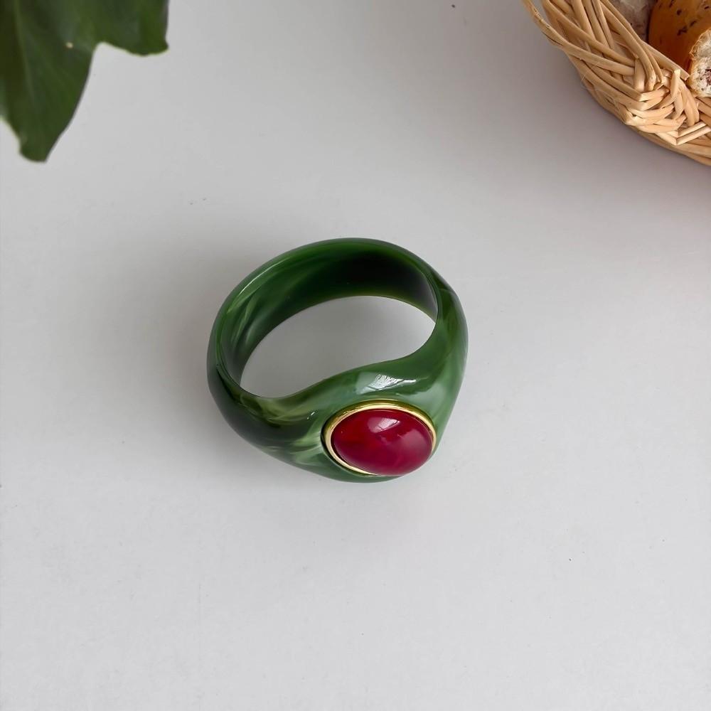 Stone Inlay Wide Bangle Oval Chunky Bracelet New Irregular Resin Bracelet  Gifts