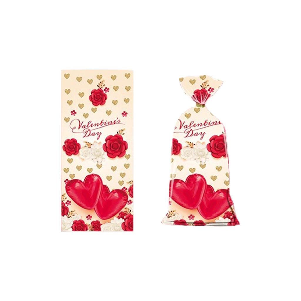 OPP Valentine's Day Flat Candy Packaging Bag Transparent Love Rose Printed Plastic Bag