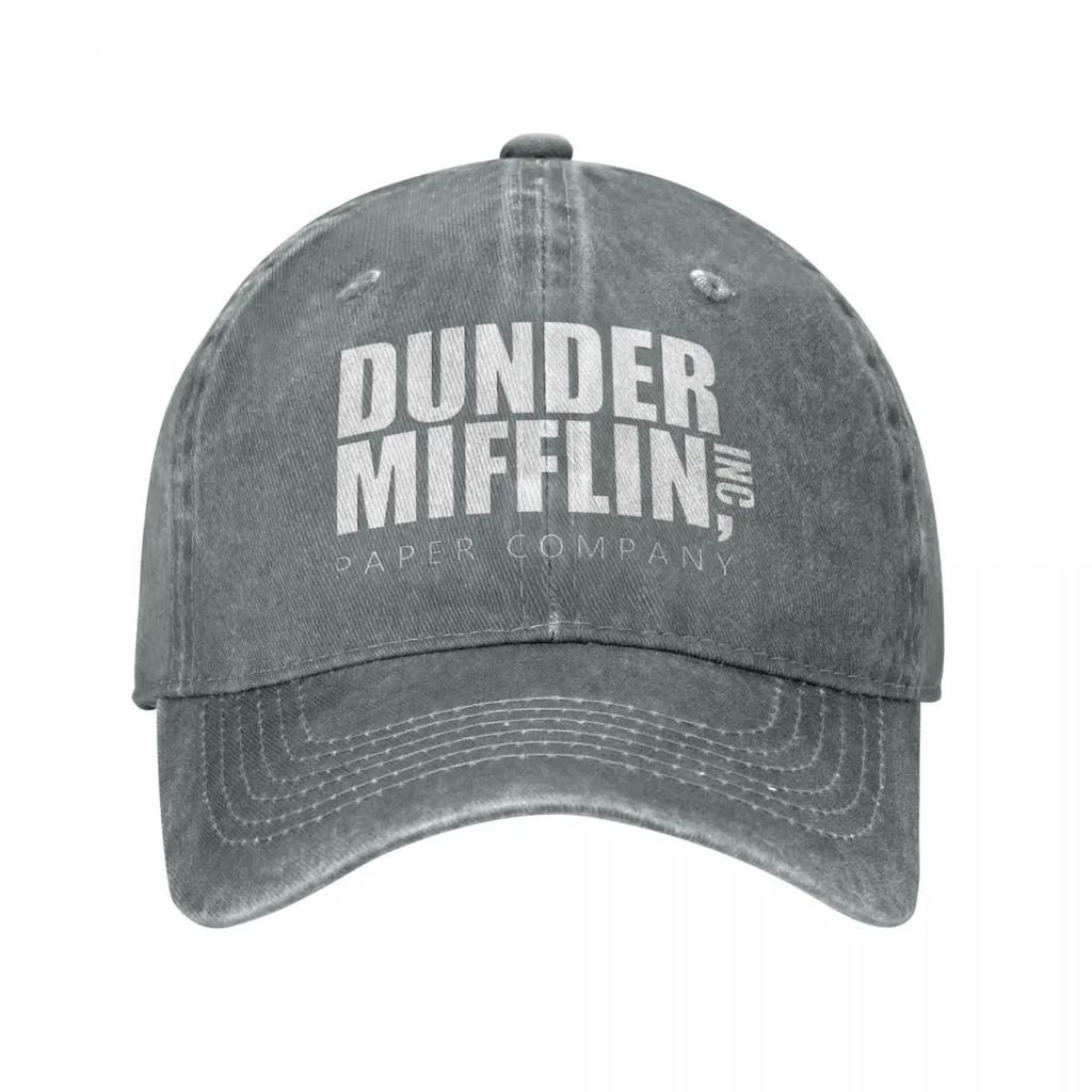 Classic Dunder Mifflin Logo Baseball Caps Men Women Distressed Denim Washed Sun Cap The Office Travel Adjustable Hats Cap