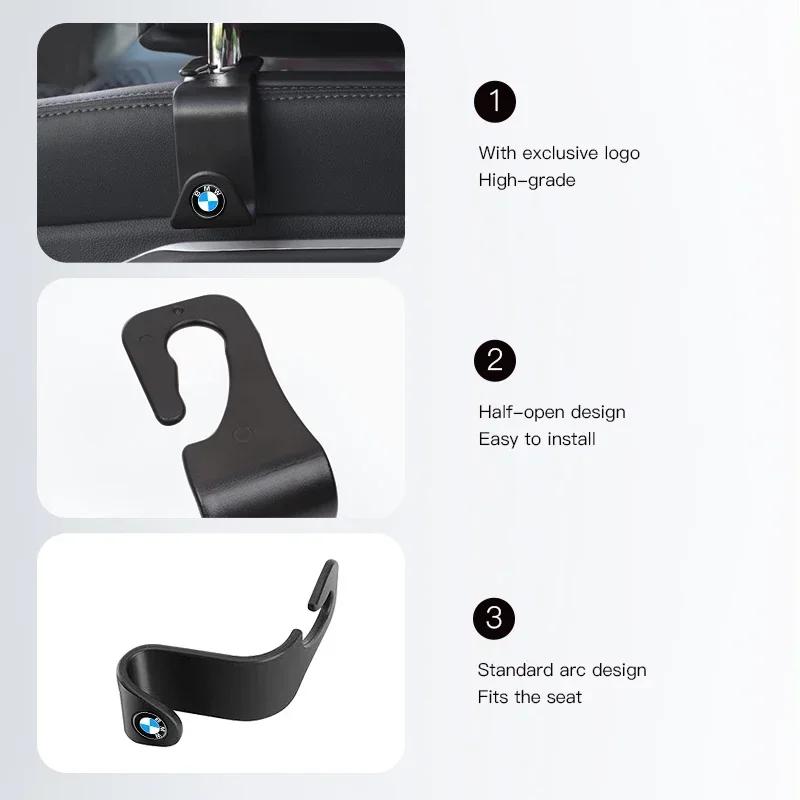 BAGH3 Car Sticker 2Pcs Portable Car Seat Back Hooks Auto Accessories For BMW Performance F30 F20 GT F10 E46 E36 E91 E30 E34 E53 E61 X7