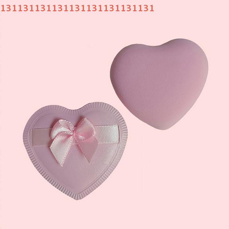 2/5 Stück Herz Schleife Make-up Puderquasten, die sowohl trocken als auch nass verwendet werden können, Zuckerwatte Air Cushion Puderquaste