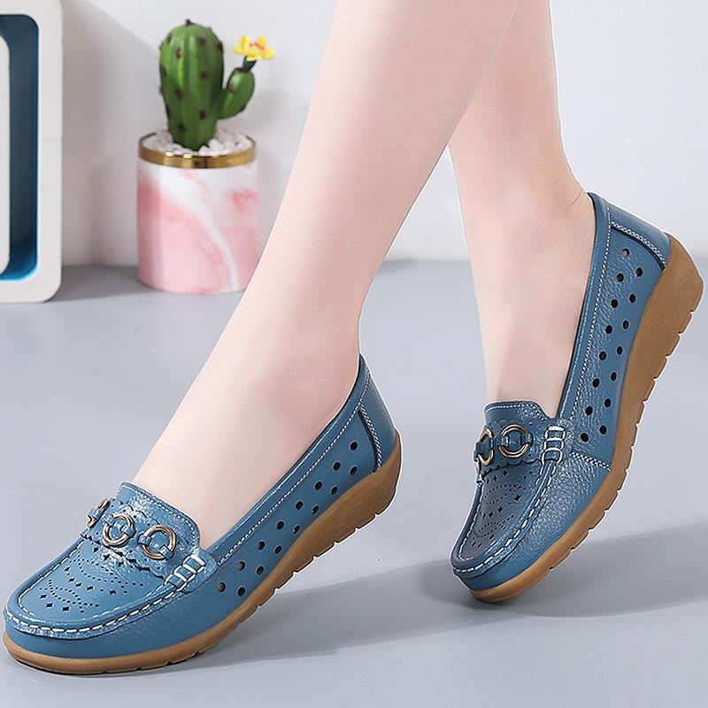 Woman Shoes Breathable Leather Shoes For Women Low Heels Casual  Mujer Elegant Heel Women's Shoes Flats Female Footwear