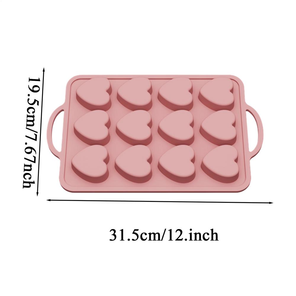 Chocolate Shape Mold Silicone Nonstick Baking Tool 12-cavity Heart Shape Silicone Molds For Apartment Kitchen Farmhouse