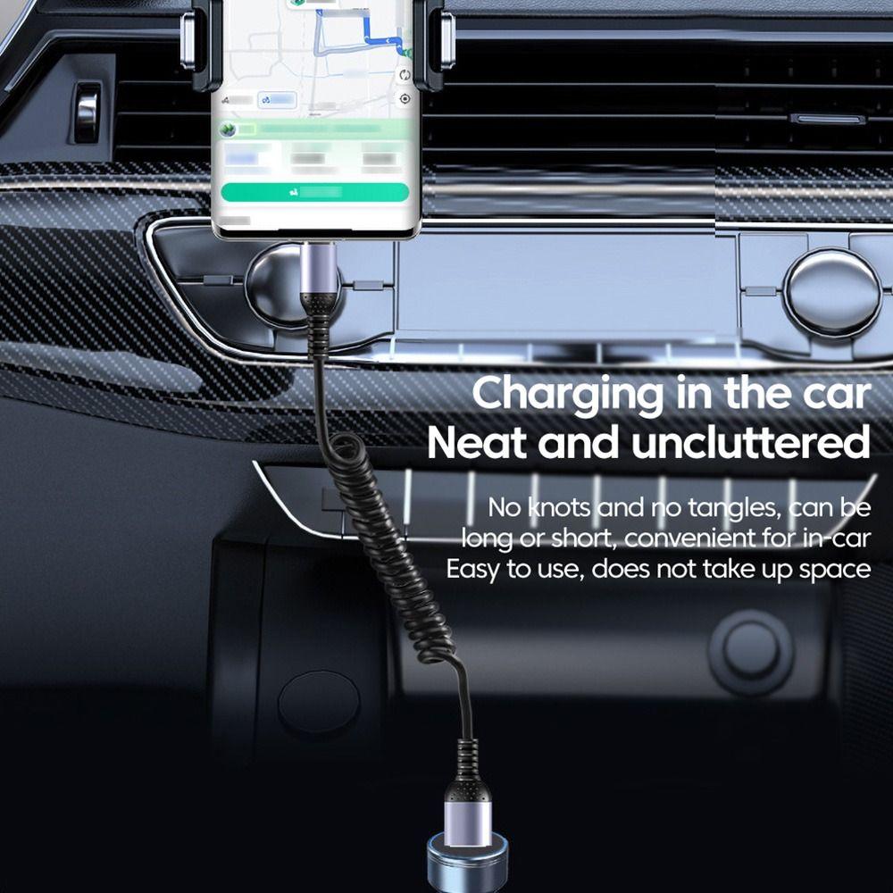 6A 66W Spring Short Charging Cable Retractable USB C To Type C Cable for iPhone Car Power Bank