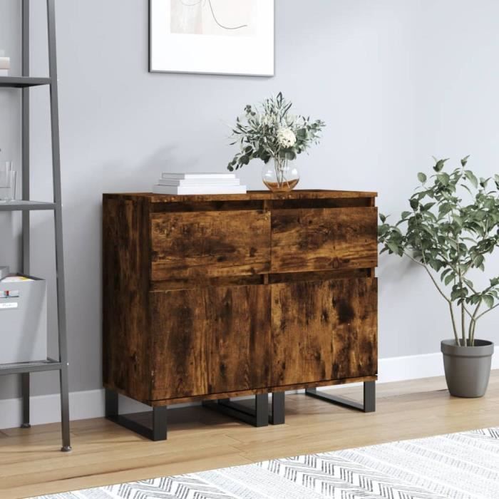 VidaXL Buffets 2 pcs chêne fumé 40x35x70 cm bois d'ingénierie 831175
