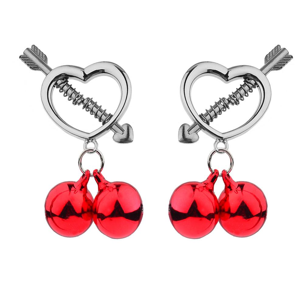Custom Aluminum Alloy Heart Charm Nipple Clamps with Bell Adult Gift Accessories Bell Romantic Couple