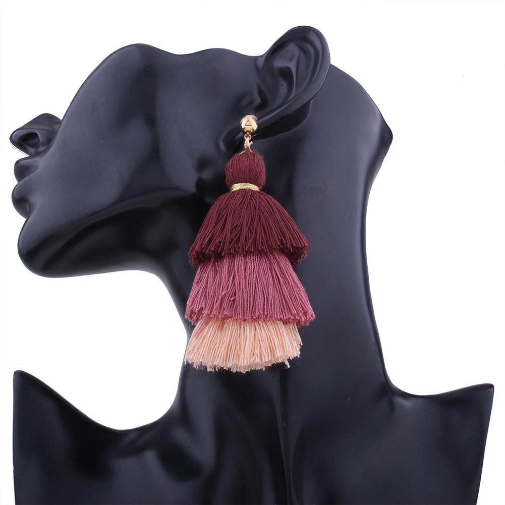 Bohemian Multilayer Tassel Earrings 3 Layered Colorful Fringe Dangle Drop Earrings Women Jewelry