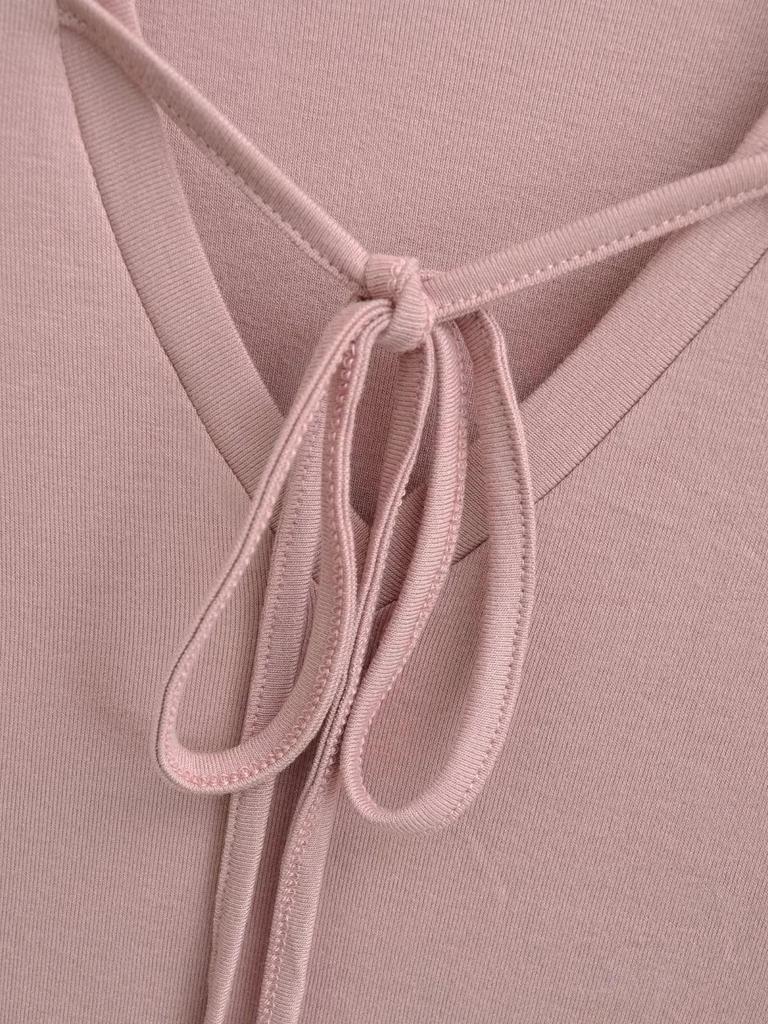 Women's Deep V-Neck Lace-Up Long Sleeve Slim Fit Autumn Top