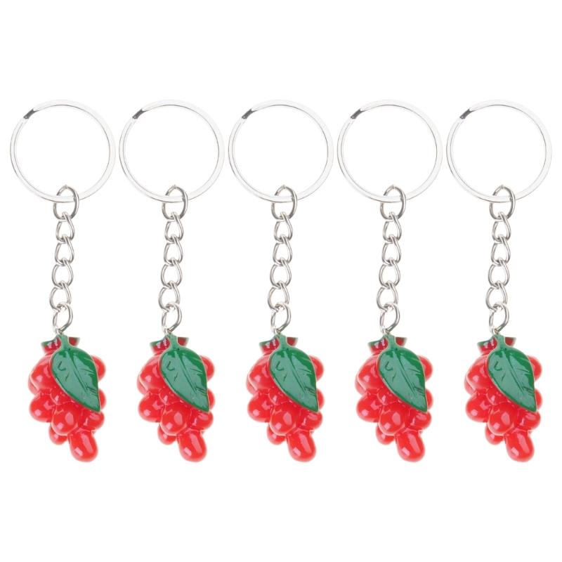 5pcs Chinese Cabbage Keychains Simulated Vegetable Grape Pendant Key Chain Car Keyring for Bag Purse Jewelry Accessory