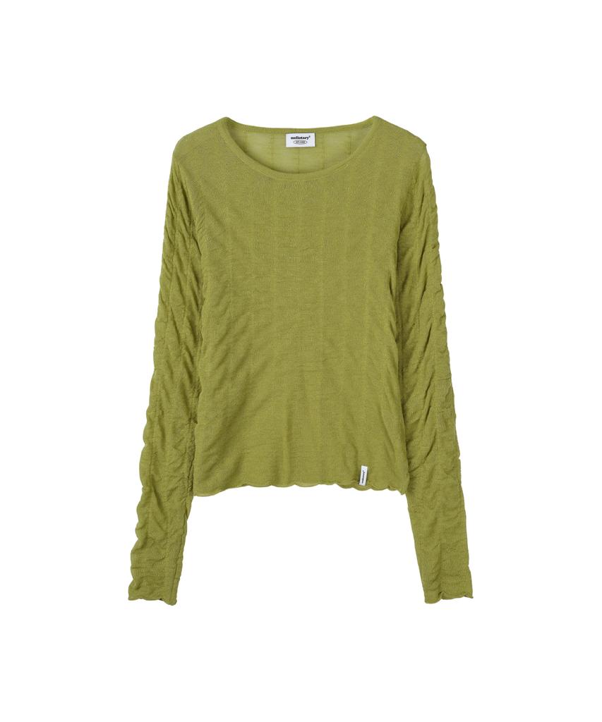 MELLOTORY Crinkle See-Through Knit Top (3 Colors)