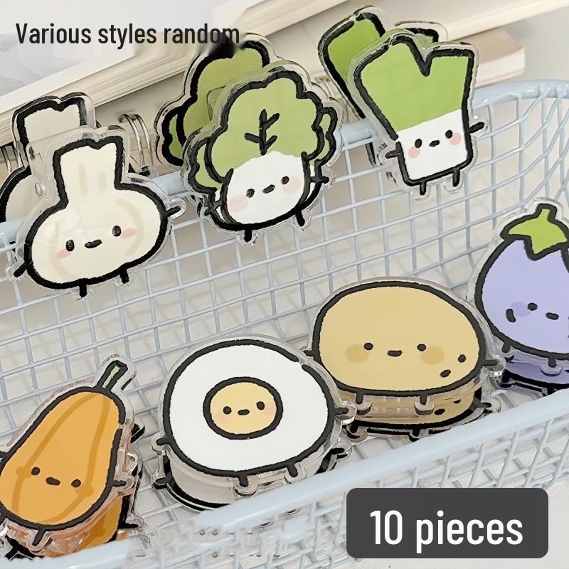 Adorable Cartoon Vegetable Memo Clips - Double-Sided PP Clips for Notes and Papers