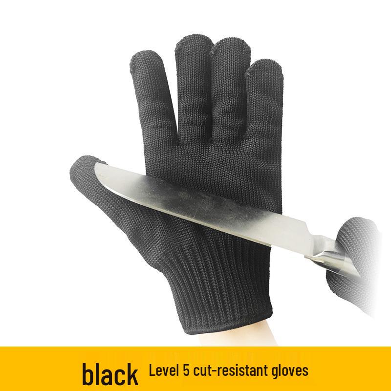 

Level 5 Cut-Resistant Black Steel Wire Gloves - Anti-Scratch & Wear-Resistant