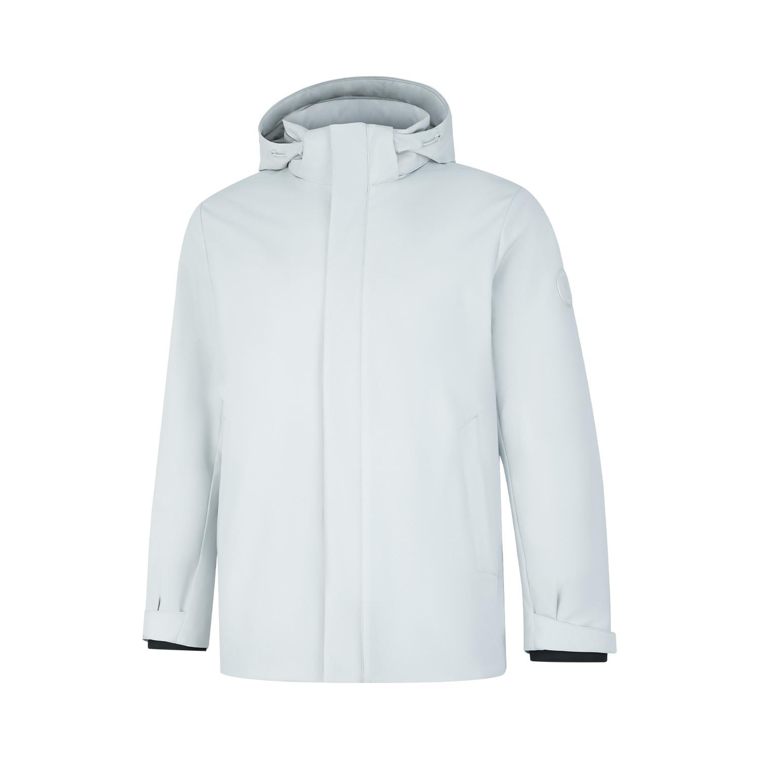 

Li Ning однотонный кардиган с капюшоном на молнии с длинным рукавом пуховик мужская верхняя одежда цвета капли воды-серый AYMU291-1 S