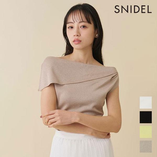 SNIDEL Tops Asymmetrical Design Knit Pullover Middle Length Short Sleeve Asymmetric SWNT262053