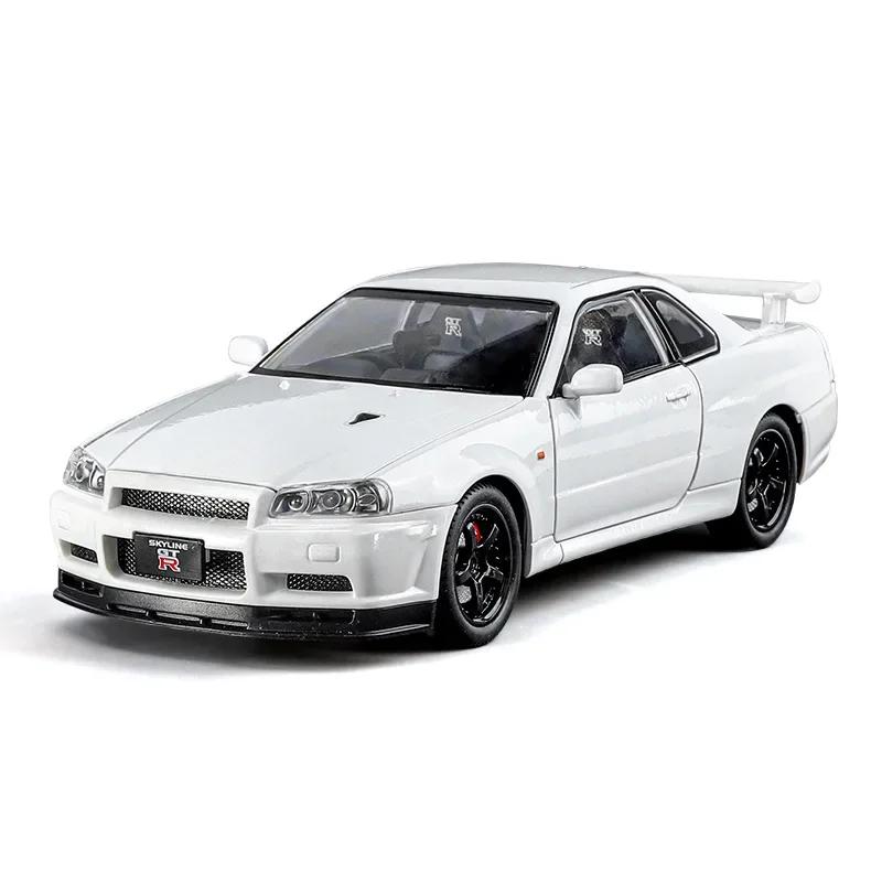 1:24 Nissan Skyline GTR R34 Fast & Furious Alloy Car Model Sound Light Collective Miniature Voiture Diecast Toy Vehicle Boy C342