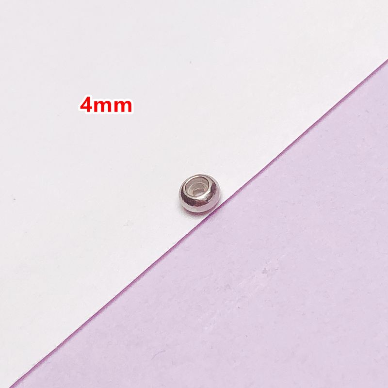 

S925 Sterling Silver Silicone Positioning Flat Beads Spacer Beads DIY Necklace Anti-Skid Buckle Carrying Strap Golden Balls Fixed Accessories Beads 4mm white gold can wear 1.4mm hole