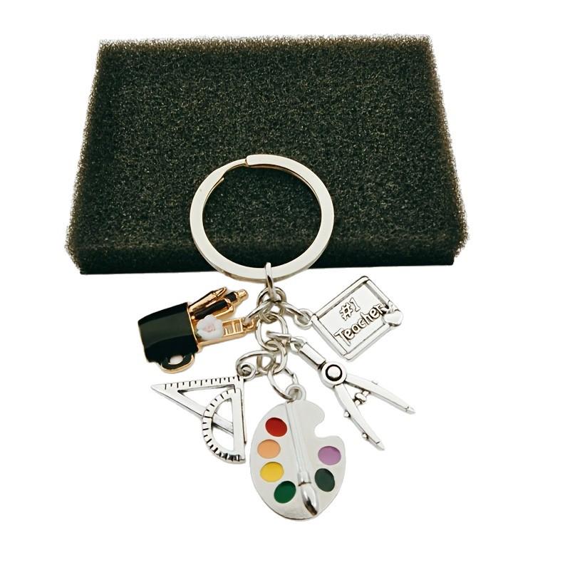 Schlüsselanhänger zum Abitur: Öl-Schwarz Stifthalter, Zeichenbrett & Anhänger Geschenk für Lehrer oder Klassenkameraden.