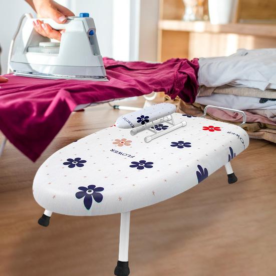2Pcs/Set Desktop Ironing Board with Removable Washable Cover Heat-Resistant Cotton Padded Foldable Portable Anti-slip Clothes Sleeves Mini Ironing