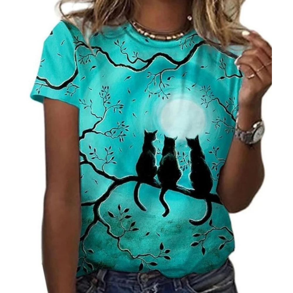 Women's T-shirt with round neck and short sleeves