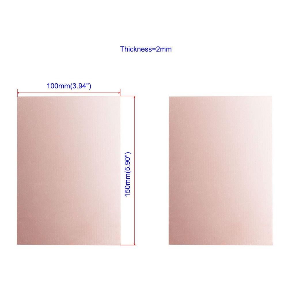 Aoje-Link Dubbelzijdig Koperen PCB Gelamineerde Printplaat, FR-4 Glasvezel, 150 x 100 x 2mm, 2 Stuks