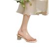 Cool slippers women's summer outer wear 2025 crystal thick heel middle heel transparent women's sandals