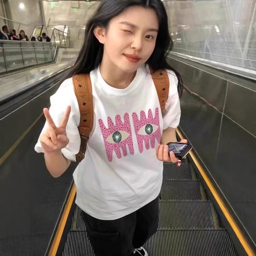 

Plus Size White Printed Summer 2025 Pure Cotton Short Sleeve Women s Loose T-Shirt XXL (Premium) белый