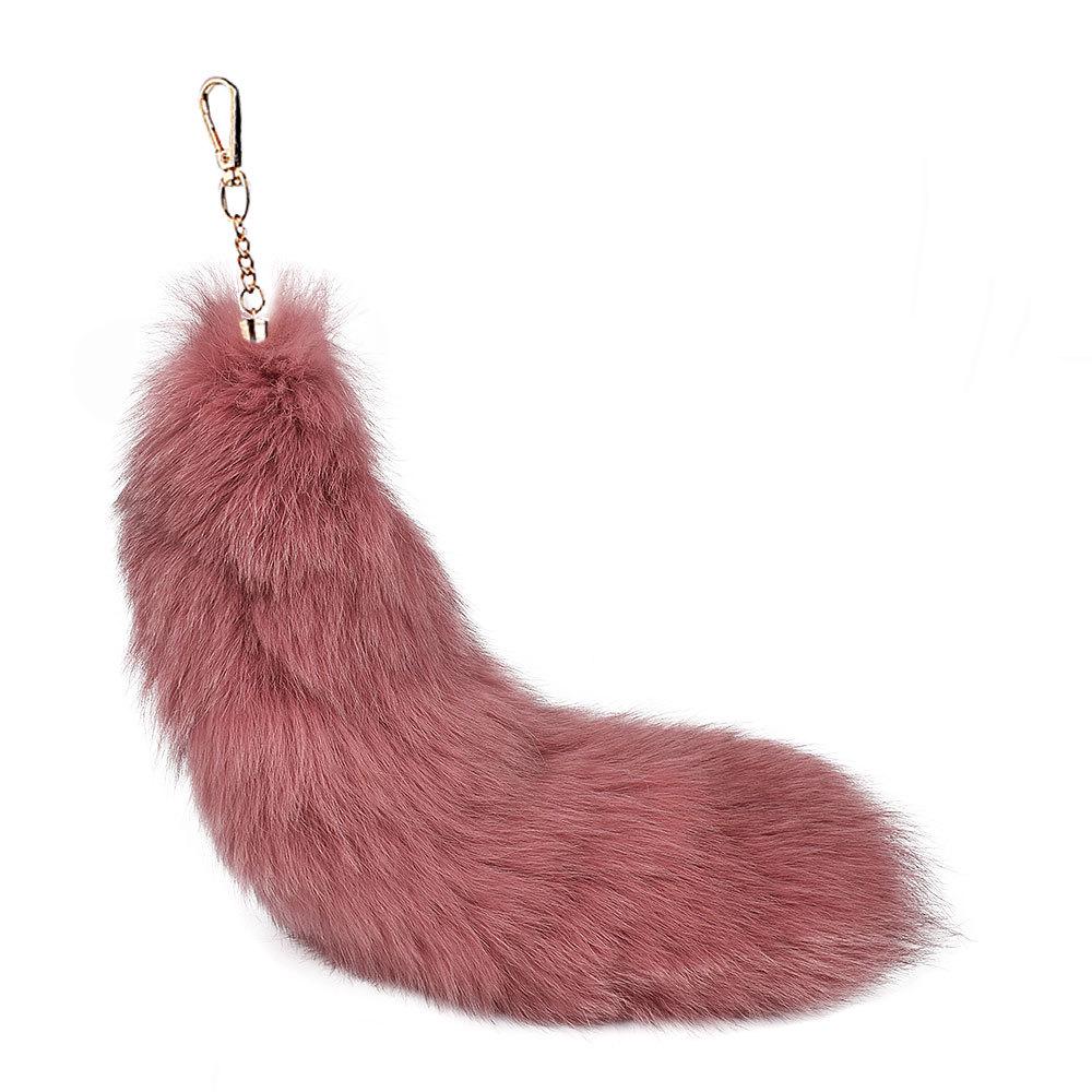 Silver Blue Fox Fur XL Pendant: Real Fur Women's Bag Charm & Car Keychain