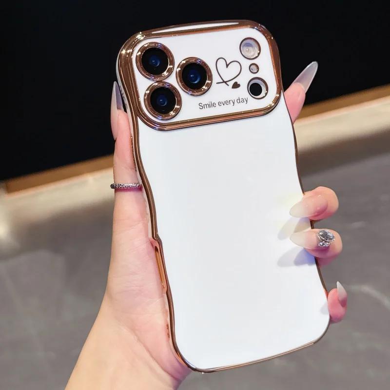 Electroplating Love Design Phone Case for iPhone 17 pro Max 17 Air 16 15 14 plus 13 12 11 pro Max with Lens Shockproof Bumper