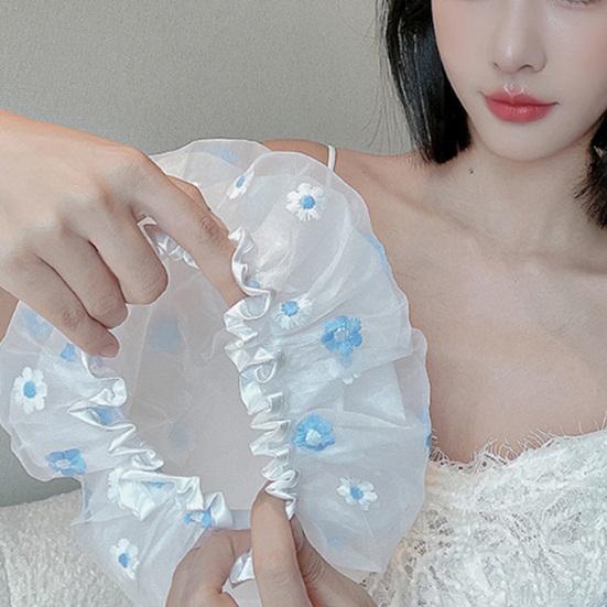 Kapelusz do kąpieli Przydatna gumka Wielokrotnego użytku haftowany wzór kwiatowy Prysznic Łazienka