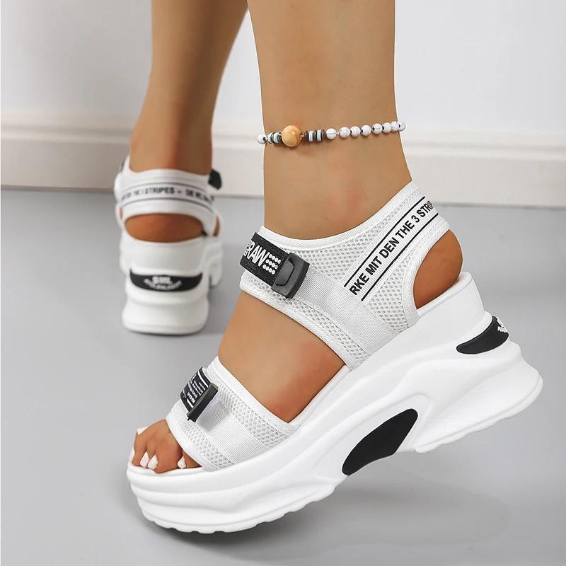 Fashion Chunky Platform Sports Sandals for Women Wedges Height Increasing Shoes Woman 2025 Summer Thick Bottom Hook Loop Sandalias Mujer