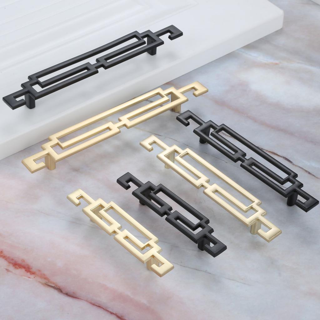 DRELD Gold/Black Dresser Pulls Drawer Furniture Handle Knob Kitchen Cabinet Pulls Door Handles Knobs Cupboard Handle 64/96/128MM