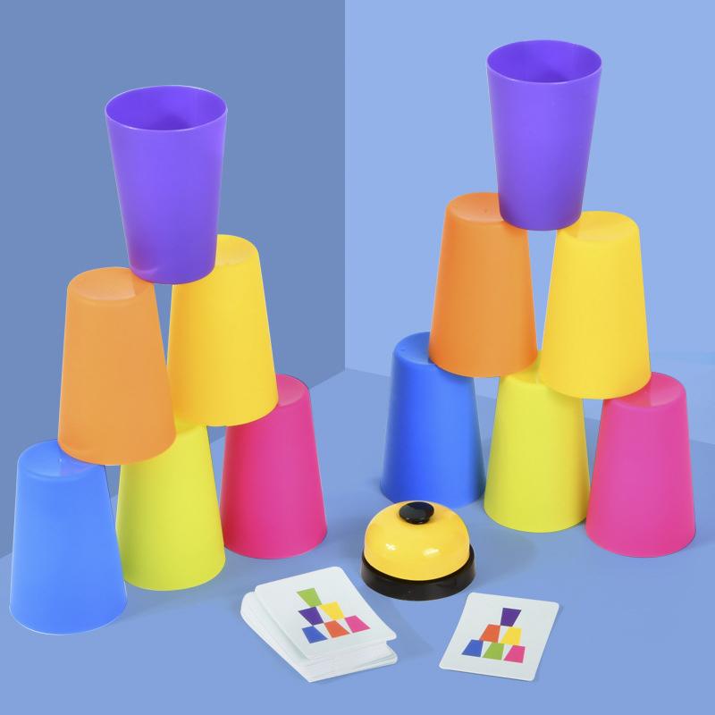 משחק תחרותי כוסות ערימה לילדים, משחק שולחן מהנה של ערימת כוסות, תיאום עין-יד, מהירות, אימון ערימת כוסות לילדים