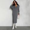 French Lazy Wind Over Knee Medium and Long Semi-turtleneck Loose Sweater Skirt Women's Autumn and Winter Inner Bottom Knitted Dress