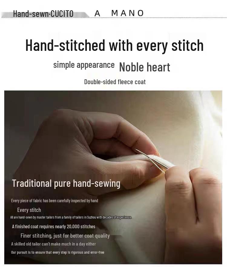 Hepburn-Style Stand-Up Collar Double-Faced Wool Coat for Women - Extra-Long, High-End, Tie-Up Design for Autumn and Winter 2025