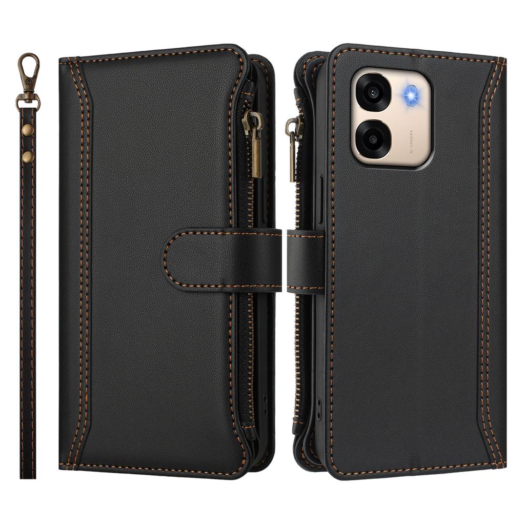 Business Magnetic Zipper Flip Phone Case for Oppo A6 A6T Pro A6X A6S A6K A5 A3 Pro A5X A3X 4G 5G A5M Leather Book Wallet Cover