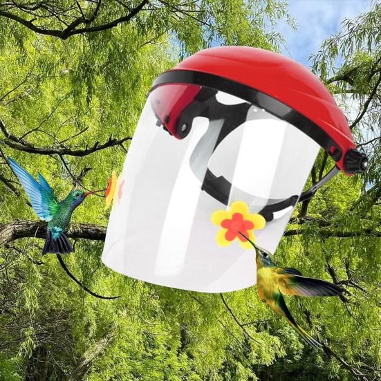 Hummingbird Feeder Hat Wearable Bird Feeder Hummingbird Face Cushion Feeder Wild Bird Feeder Helmet for Garden Patio Yard