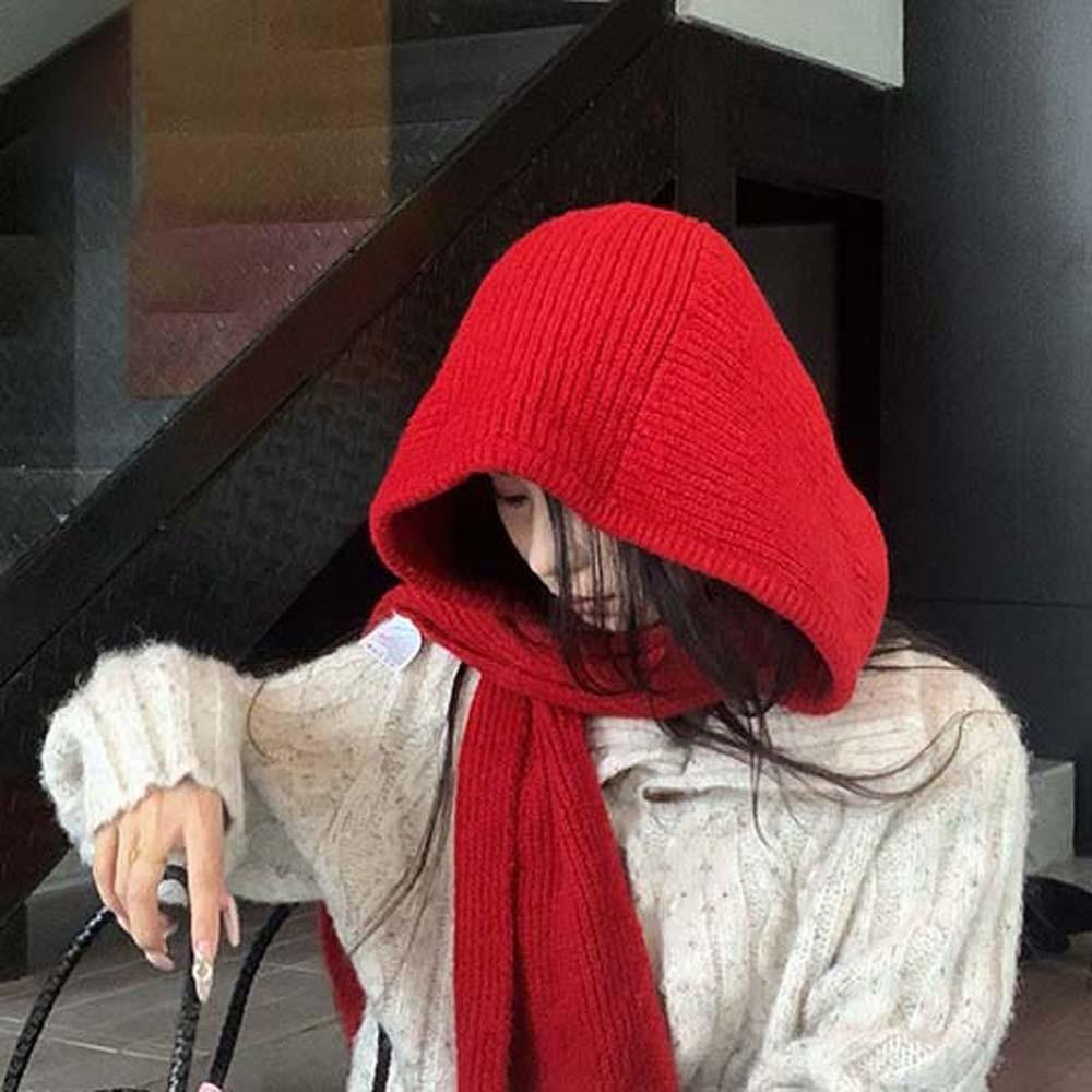 Soft Knitted Hooded Cap Triangular Winter Neckerchief Hat Versatile Neck Collar Beanies Cap Autumn